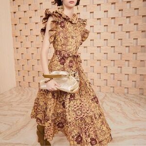 Ulla Johnson Elsie Tan One Shoulder Ruffled Sundress SZ XS (0)